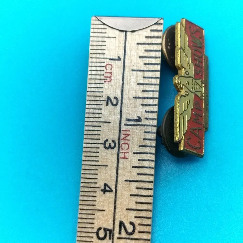 Vintage USO Camp Shows Eagle Pinback Badge Bastian Bros Military Pin